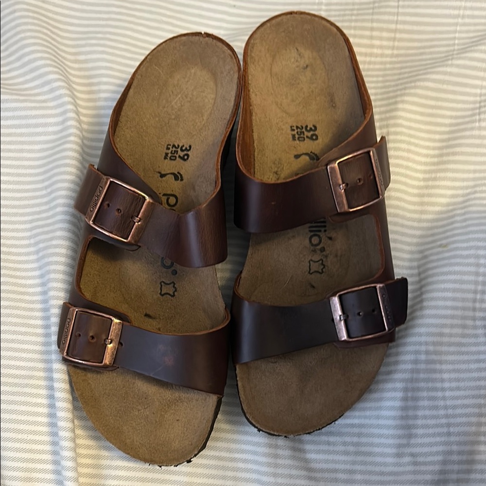 Papillon Birkenstock Brown Leather Sandals